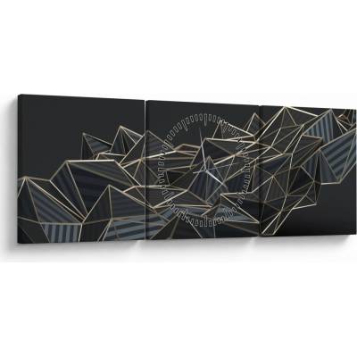 Obraz abstrakcie (s hodinami), trojdielne 90x30 cm s hodinami