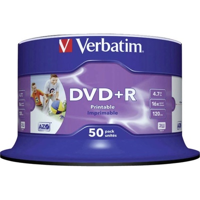 Verbatim DVD+R 4,7GB 16x, Advanced AZO+ printable, cakebox, 50ks (43512) – Hledejceny.cz