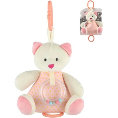 Teddies Medvěd plyš 18cm závěs na postýlku/kočárek nat hrací strojek růžový na kartě v sáčku – Hledejceny.cz