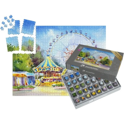 SMART SORTED® Zábavní park kolotoč atrakce ruské kolo náčrtek 1000 dílků
