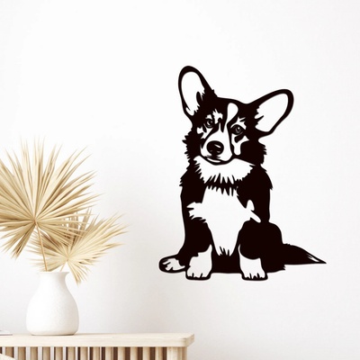 dřevo života Dřevěná dekorace psa Corgi Zvolte rozměr šxv (cm): 45x60, Zvolte barvu dekoru: Černá