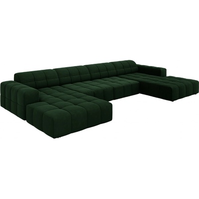 Cosmopolitan Design sametová rohová do "U" Chicago 364 cm Lahvově zelená