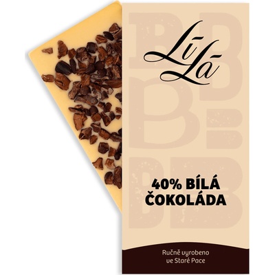 LíLá 40% bílá s kakaovými boby 50 g