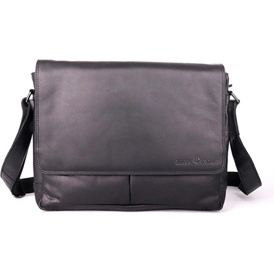 Greenwood Velká kožená pánská Crossbody taška no. 117 černá