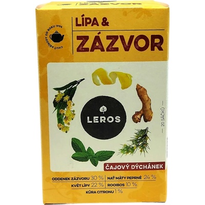 Leros Čajový dýchánek lípa & zázvor 20 x 2 g