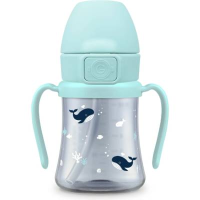 Grosmimi Ppsu tréningový pohárik so slamkou Baby Whale 200 ml