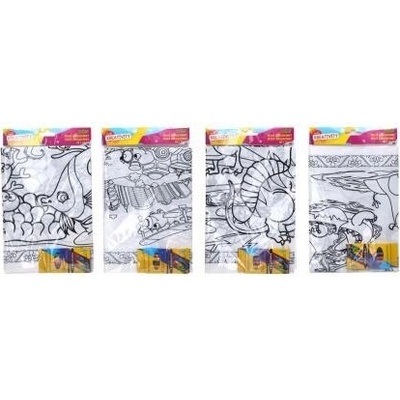 Veľké kreatívne omaľovánky 50x70 cm so 6 voskovkami 4 designy