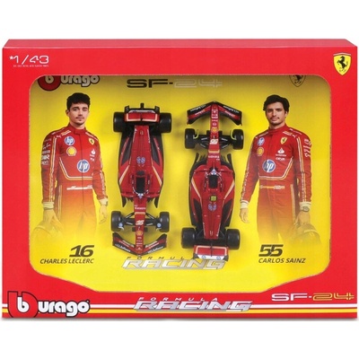BBURAGO Ferrari SF24 Leclerc Sainz SADA MODELŮ FORMULE 1 1836856 1:43