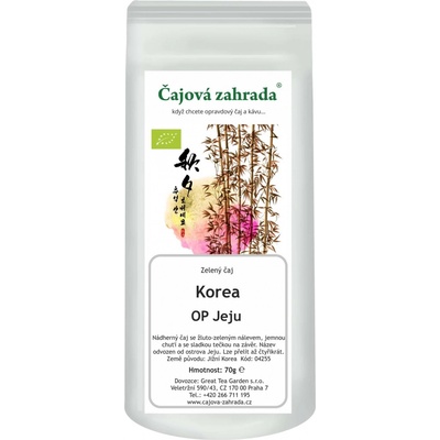 Čajová zahrada Korea OP Jeju zelený čaj 1 kg