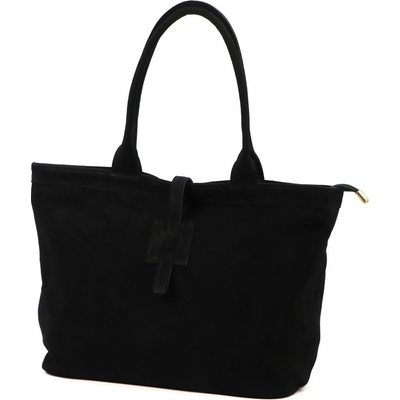 Luka 25-007 2v1 dámska čierna semišová kožená kabelka cez rameno 42 x 28 x 16 cm