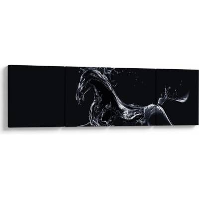 Obraz - Kôň a voda, štvordielne 160x40 cm