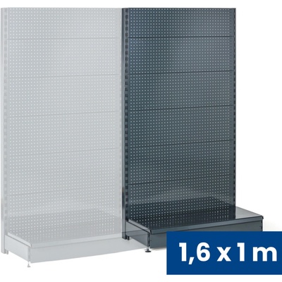B2B Partner Prodejní regál jednostranný, perfo stěny, 1600 x 1000 x 450 mm, přídavný, antracit 926069
