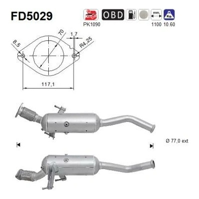AS Filter sadzí/pevných častíc výfukového systému FD5029