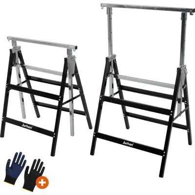 Jurhan Teleskopické lešenárske kozy sada 2 ks 60 x 56 x 81-130cm strieborná/čierna 55496