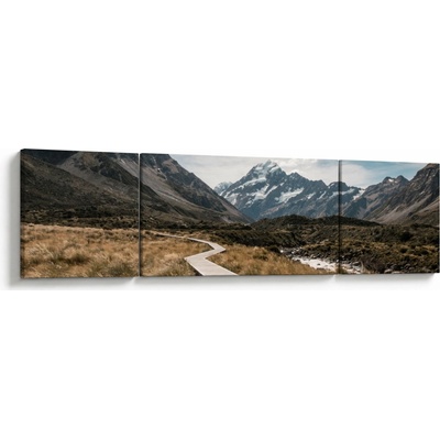 Obraz - Chodník v údolí hory Mt. Cook, třídílný 170x50 cm