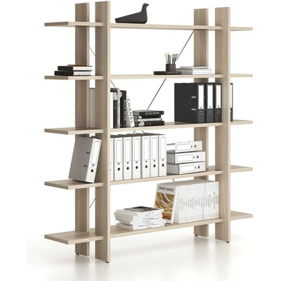 B2B Partner Kancelářský regál vysoký dlouhý SOLID, 1800 x 400 x 1825 mm, dub přírodní