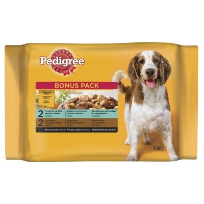 Pedigree Adult hovězí+králik/krůta+tele 2 + 2 x 100 g