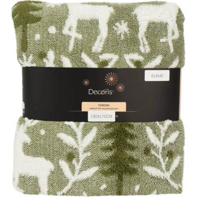 Decoris deka vianočné béžová zelená 130x170