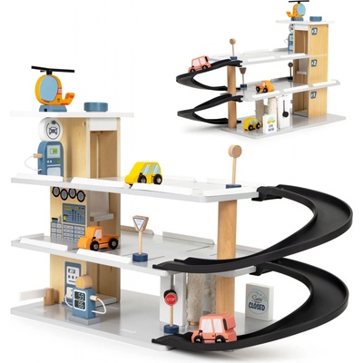 Ecotoys Veľká garáž parkovisko s výťahom autá vrtuľník umývačka áut