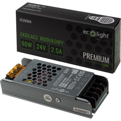 Modulárny napájací zdroj pre LED pásy SLIM 60W 12V 5A IP20 PREMIUM Ecolight