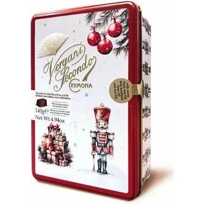 Vergani Louskáček plechová dóza červená s pralinkami 140 g