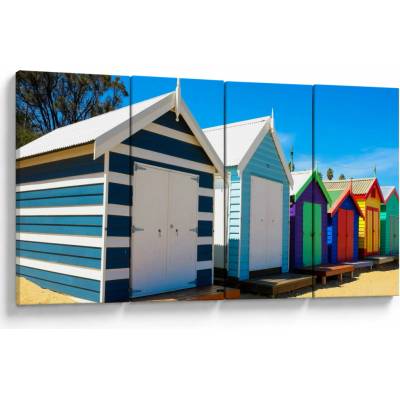 Obraz - Pláž Brighton, Melbourne, Austrálie, Čtyřdílný 160x80 cm
