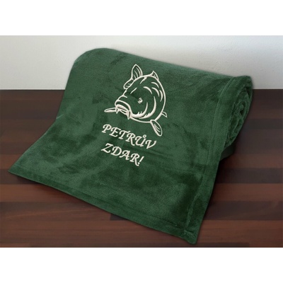 Povlečení Plus Deka pro rybáře Kapr + Petrův zdar zelená 150x200