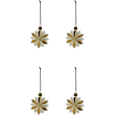 House Doctor Sklenená vianočná ozdoba Stella Gold/White – set 4 ks