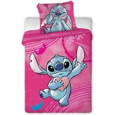 Obliečky Disney Lilo and Stitch ružové do postieľky 135x100 40x60 Faro