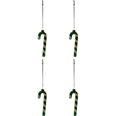 House Doctor Sklenená vianočná ozdoba Stick Green – set 4 ks