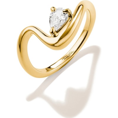 Thomas Sabo TR2543 M01 14 Ring with White Teardrop Shaped Cubic Zirconia for Women Gold Plated