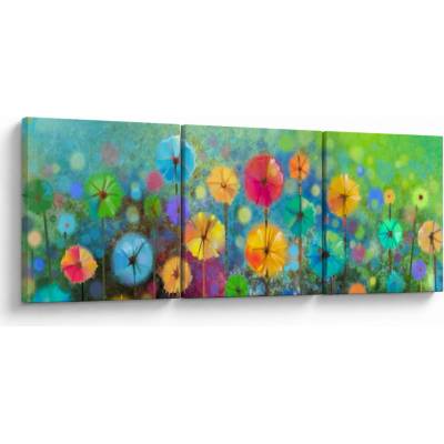 Obraz - Abstraktné kvety, trojdielne 120x40 cm