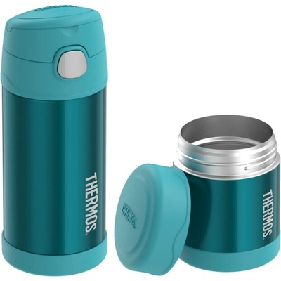 Thermos FUNtainer dětský set metalicky tyrkysová termoska 355 ml + termoska na jídlo 290 ml