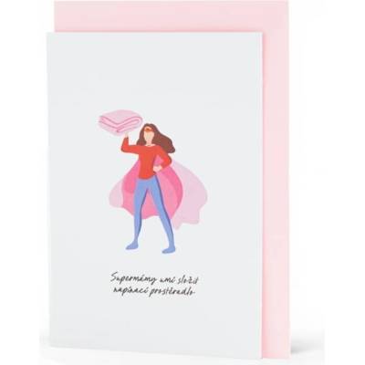 Bella Rose Přání ke Dni matek Supermámy + obálka, růžová barva, papír