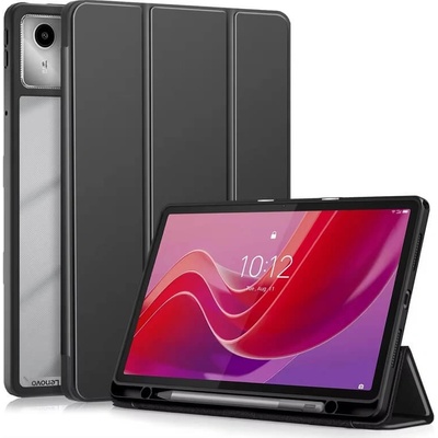 SES 2v1 Smart flip cover+zadný silikónový ochranný obal s držiakom pero Lenovo Tab M11 2024 16984 čierny