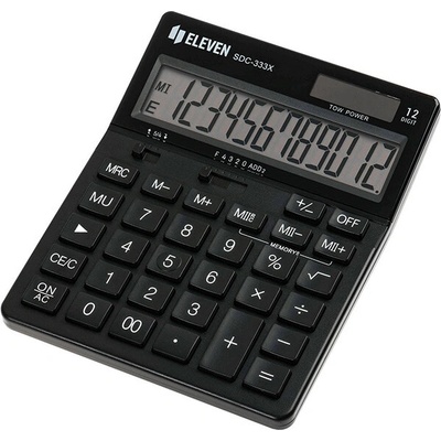 Eleven Kalkulačka SDC-333X-BK, černá, stolní, dvanáctimístná, duální napájení