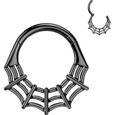 Šperky4U Černý segment kruh pavučina helix cartilage tragus piercing TITAN TIT1433-1210