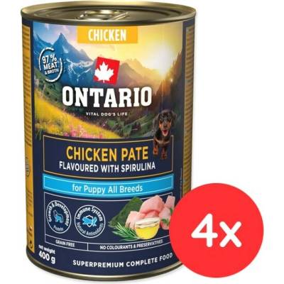 Ontario Puppy kuraciecí pate s příchutí spiruliny 4 x 400 g