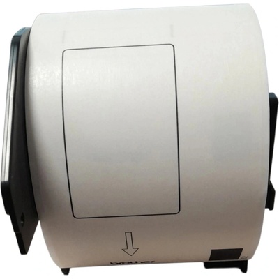 Termo Etiketa 62 mm x 100 mm s držiakom, Thermo eco, Biela, Dutinka 25 mm, 300 ks/kotúč, Permanentné lepidlo, DK-11202, Brother Kompatibilná, Priemer kotúča 75 mm