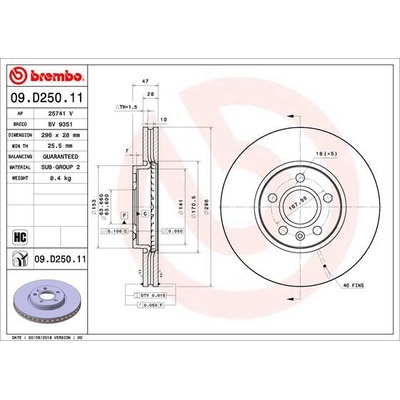 BREMBO Brzdový kotúč 09D25011