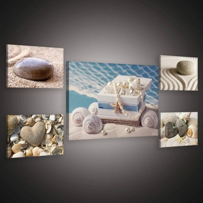 Consalnet Obraz na plátně: Oblázky (1) - set 1ks 70x50 cm a 4ks 32,4x22,8 cm