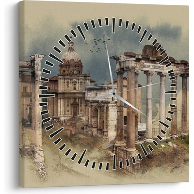 Obraz - Forum Romanum, Rím, Taliansko (s hodinami), jednodielne 30x30 cm s hodinami