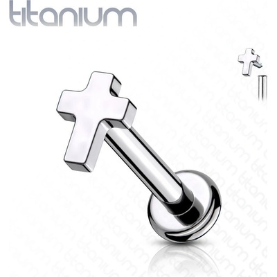 S4U Piercing do brady labreta TITAN, kříž (1,2 x 6 mm) TIT1100ST-1206