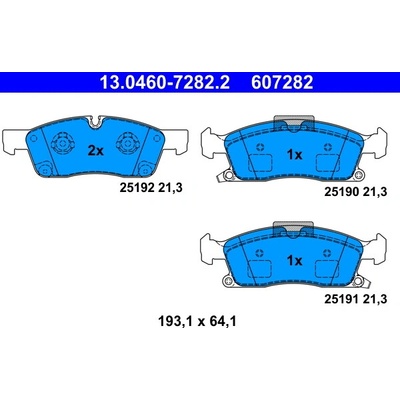 Sada brzdových platničiek, vždy 4 kusy v sade ATE 13.0460-7282.2 (13046072822)