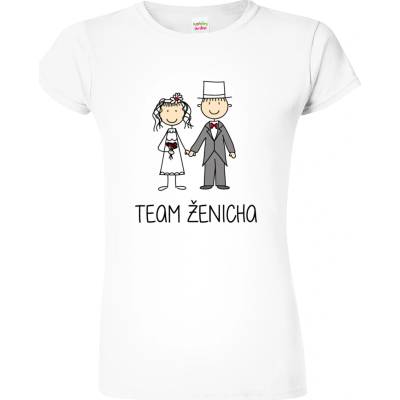 HobbyDárky Dámské svatební tričko Team ženicha figurka Bílá