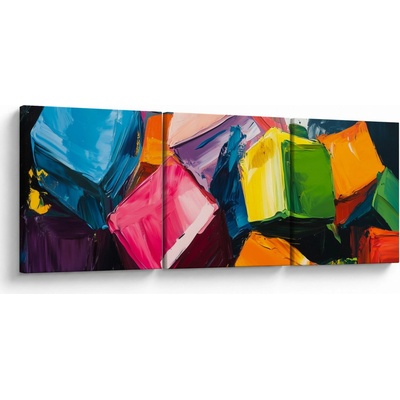 Obraz - Barevné krychle, třídílný 90x30 cm