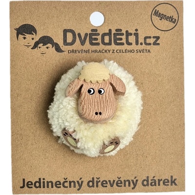 Dvěděti Dřevěná magnetka velká pompom Ovce