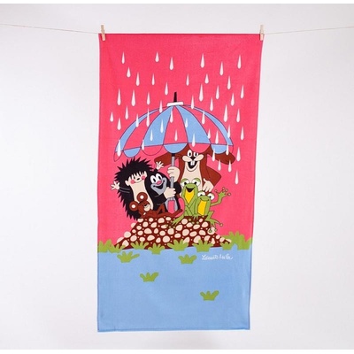 Matějovský Dětská plážová osuška KRTEČEK A KAPKY růžová froté 70x150cm