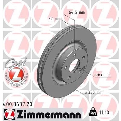 Brzdový kotúč (cena za 1ks) ZIMMERMANN 400.3637.20