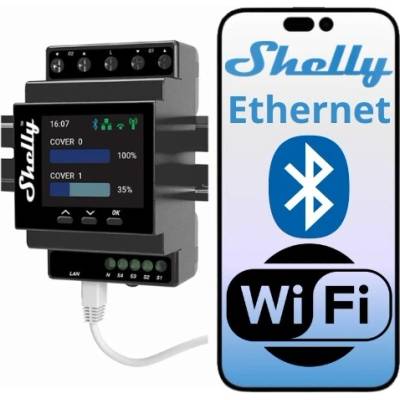 Ovládač na DIN lištu SHELLY PRO Dual Cover PM Wi-Fi